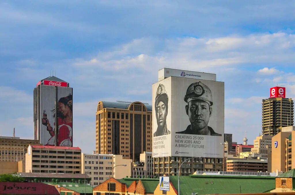 Johannesburg, South Africa, October 22, 2011 - Panoramic view of the skyline of Johannesburg, South Africa.