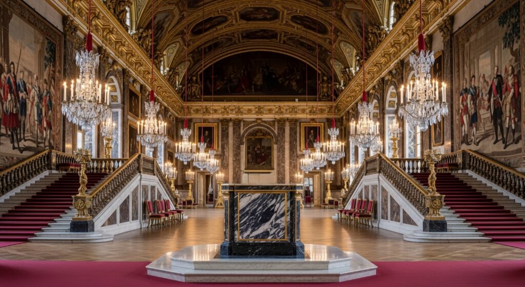 The grand hall of buckingham palace